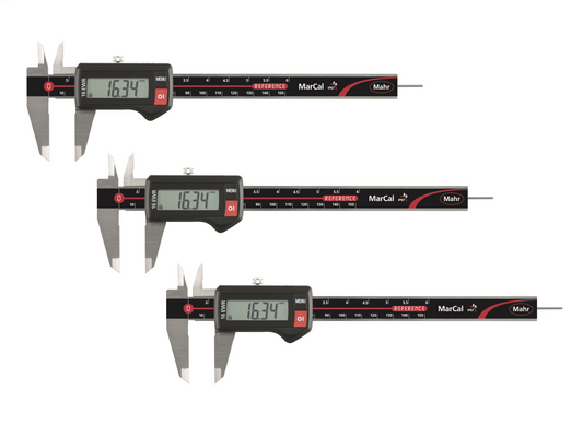 Triopack: MAHR Digitaler Messschieber 150 mm, IP67, ohne Daten, rundes Tiefenmaß