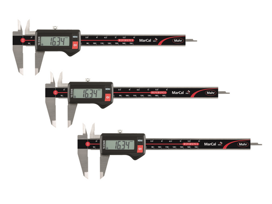 Triopack: MAHR Digitaler Messschieber 150 mm, IP67, ohne Daten, eckiges Tiefenmaß