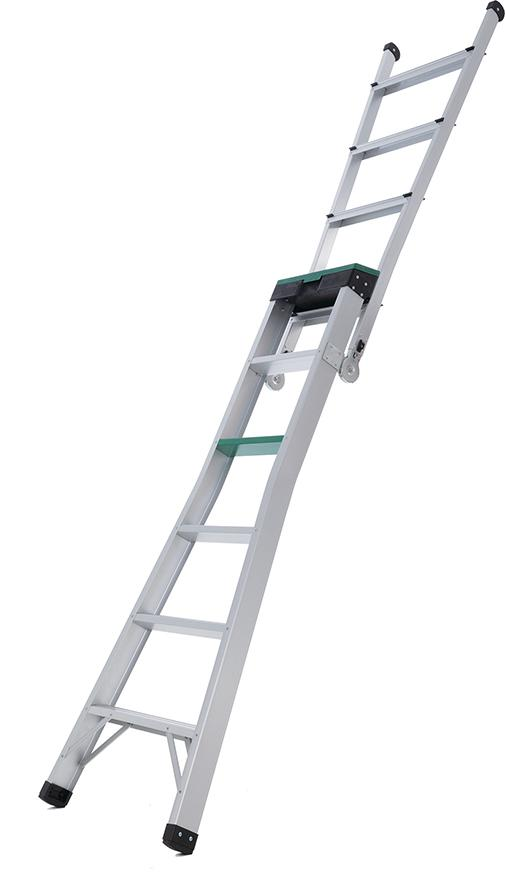 FORTIS Aluminium 3-in-1 Leiter mit 5 Sprossen Höhe 1,80m bis 2,95m
